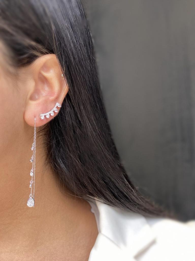 SI0015 זוג עגילים אלגנטי לאישה משובץ מכסף מלא