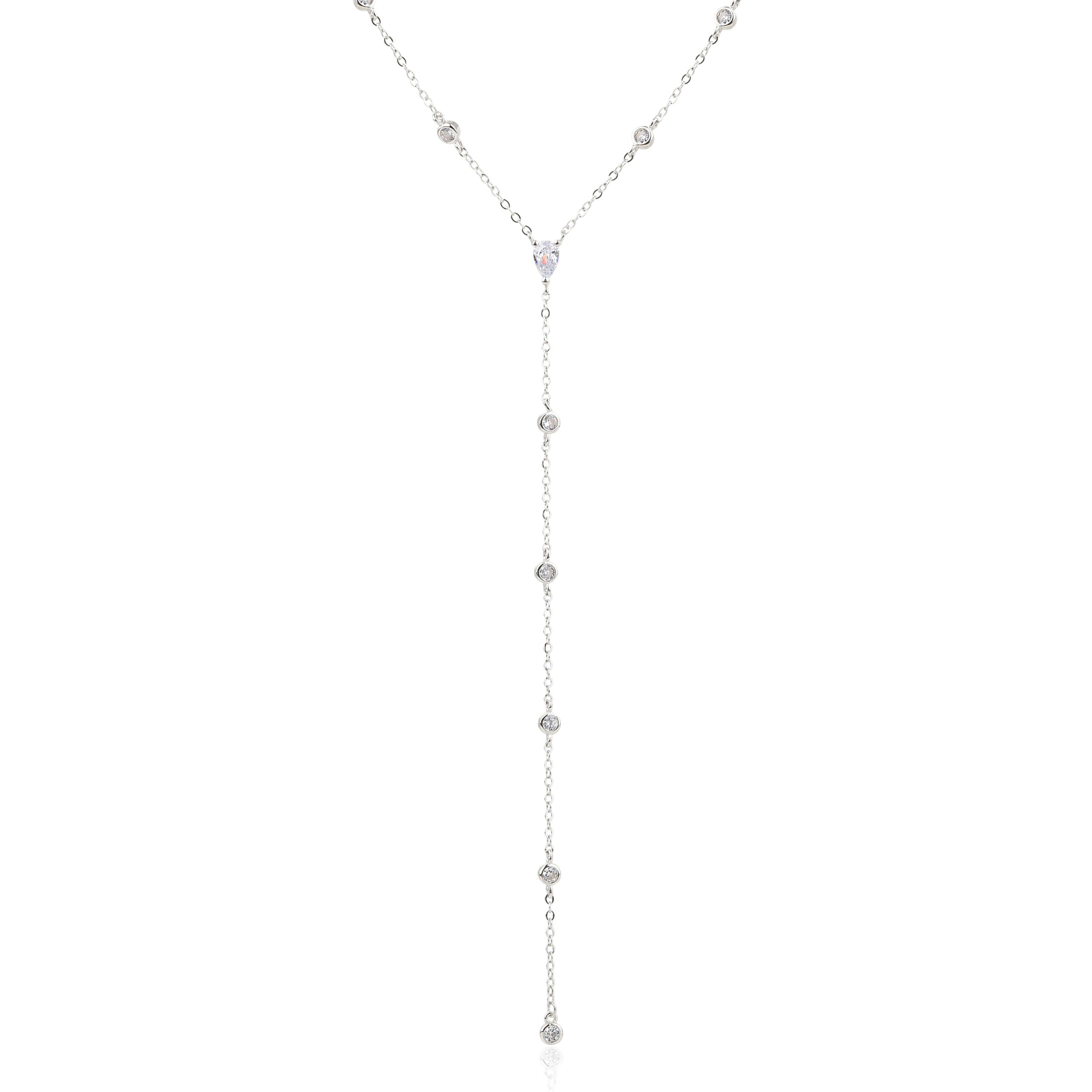 LOZ2301 שרשרת עניבה לאישה מכסף מלא משובצת