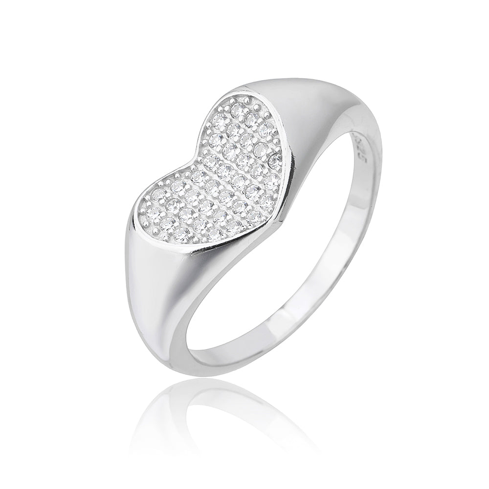 ZSI631 טבעת לאישה לב משובץ כסף מלא