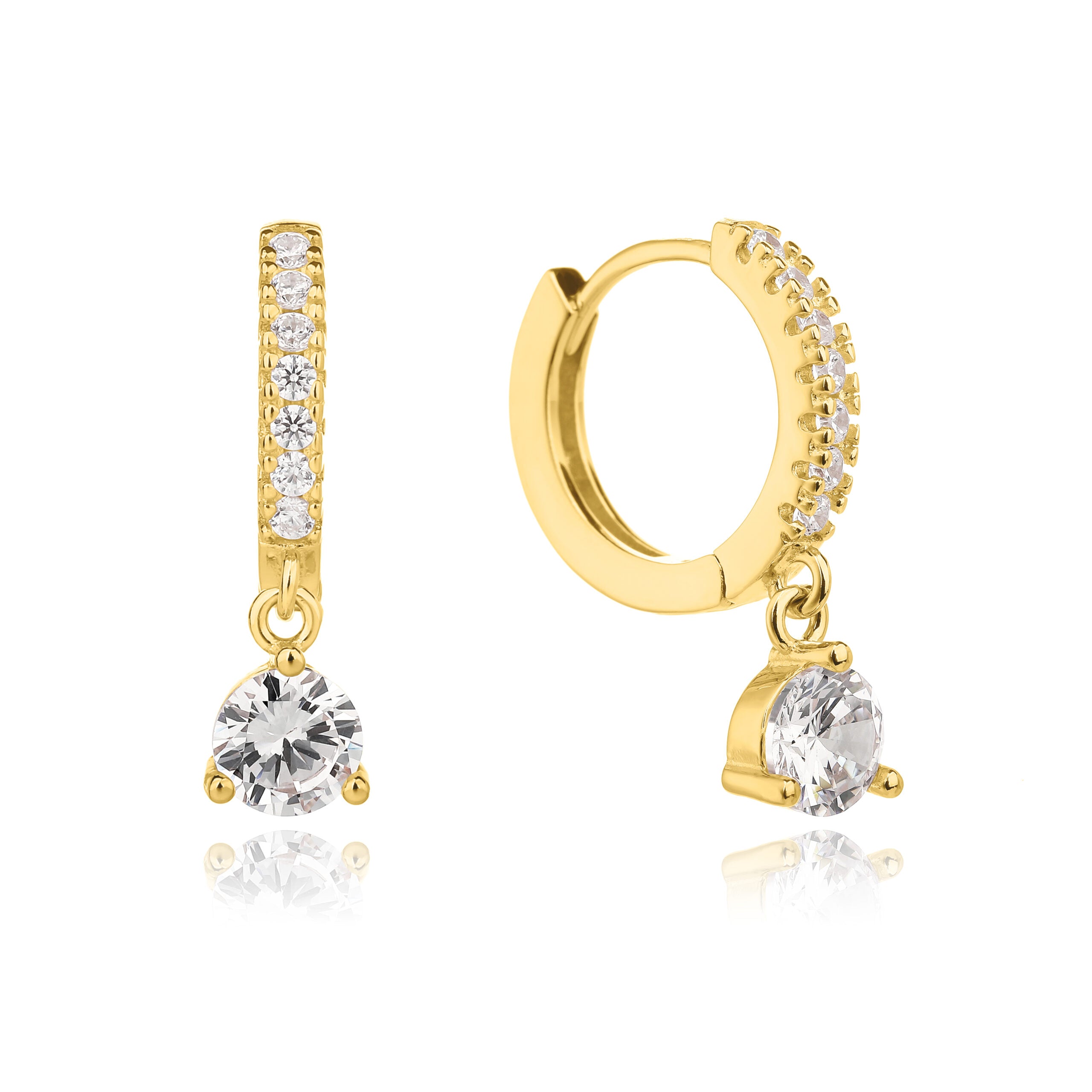 ZSI900 עגילים לאישה נופלים עם זרקון זהב 14 קראט