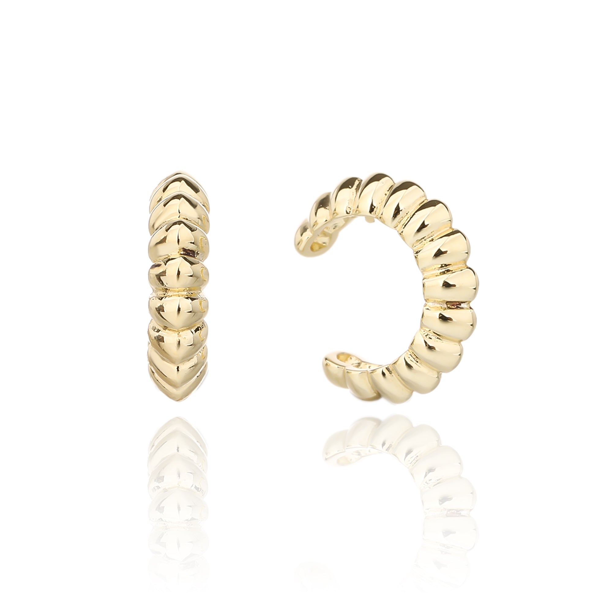 ZSI676 עגילי חישוק זהב 14 קראט - נתפסים ללא חור