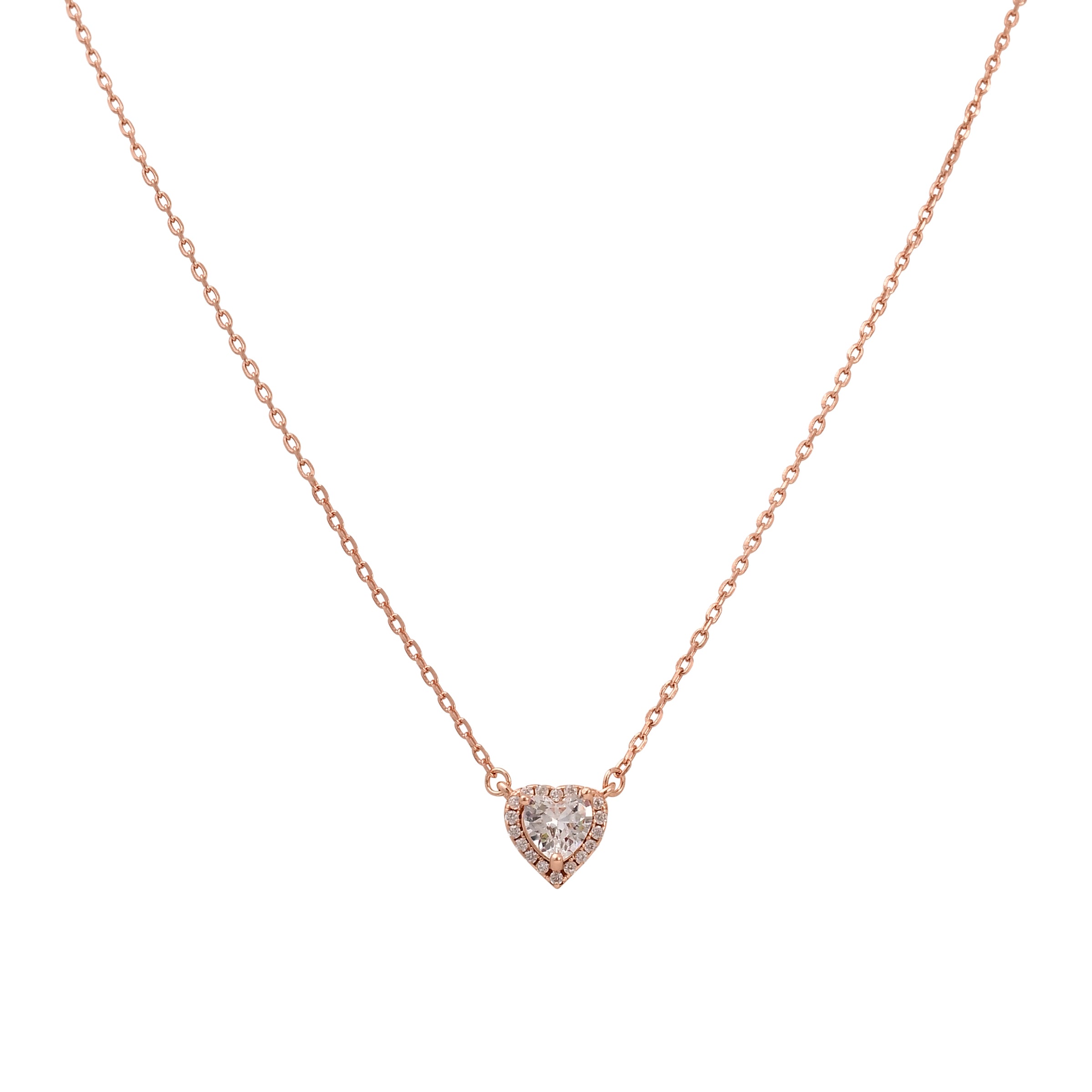 TSI5078 שרשרת לב קטן משובץ לאישה רוז גולד
