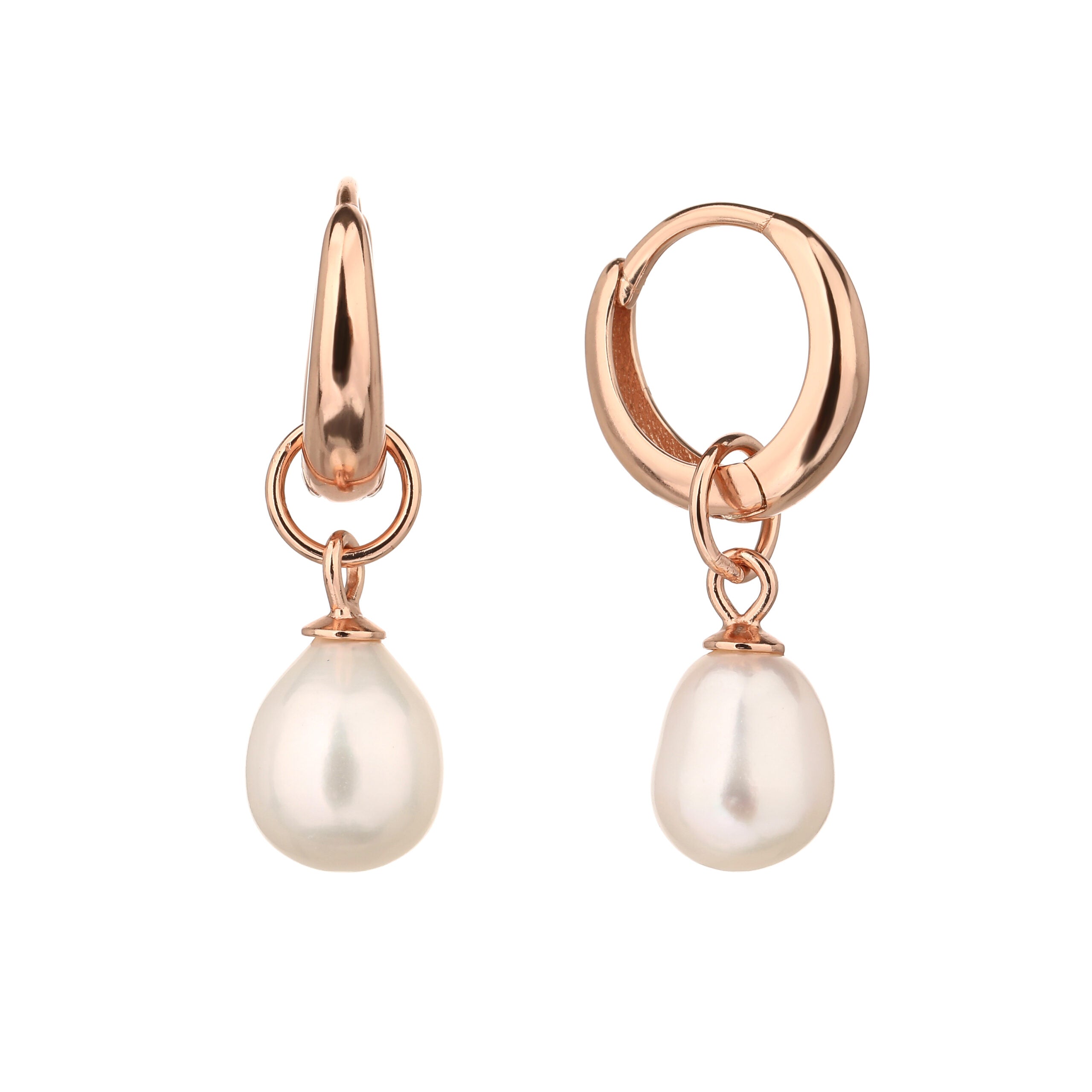 LSI8018 עגילי חישוק עם פנינה רוז גולד