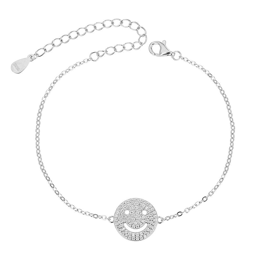 ZSI548 צמיד סמיילי משובץ לאישה כסף מלא