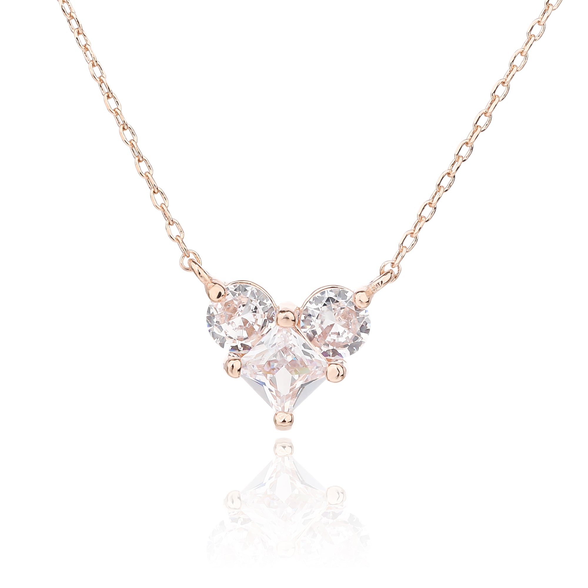 ZSI218 שרשרת לב משובץ רוז גולד