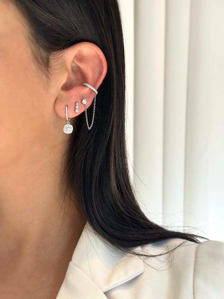 TSI2035 עגילים נופלים לאישה משובצים זרקונים מכסף מלא