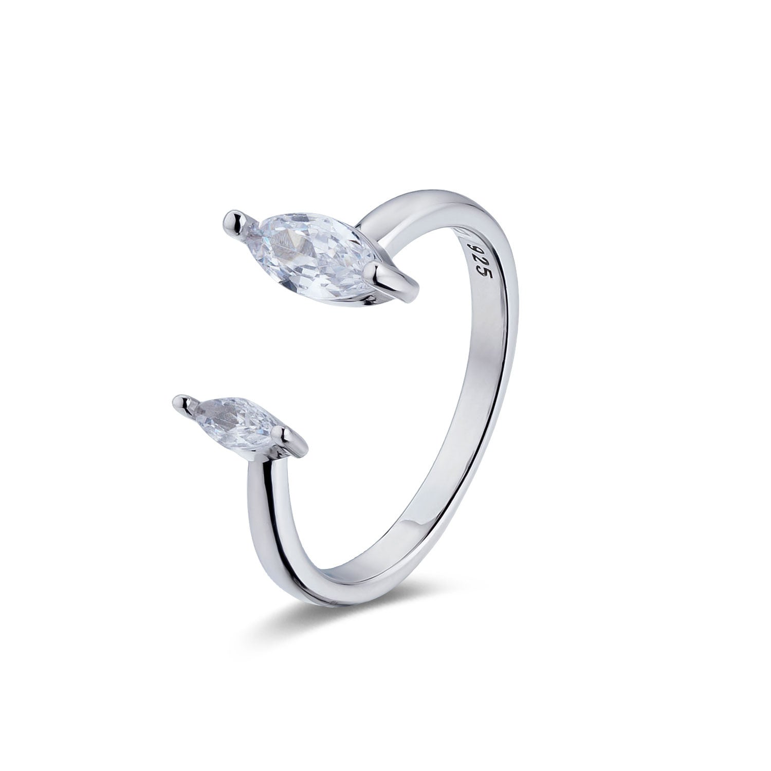 LO0179 טבעת פתוחה לאישה משובצת זרקונים כסף מלא