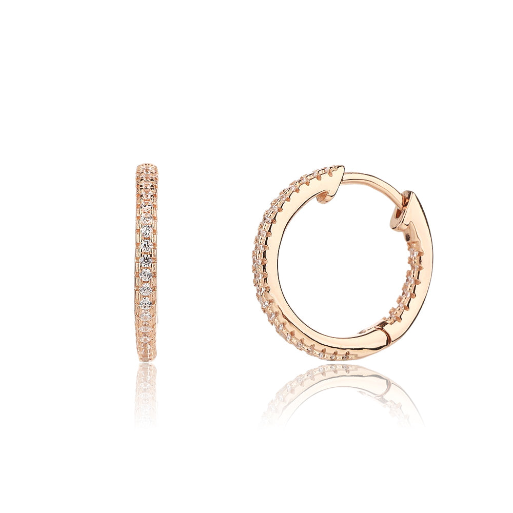 ZSI360 עגילי חישוק לאישה רוז גולד משובצים