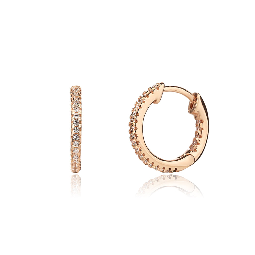 ZSI360 עגילי חישוק משובצים לאישה רוז גולד