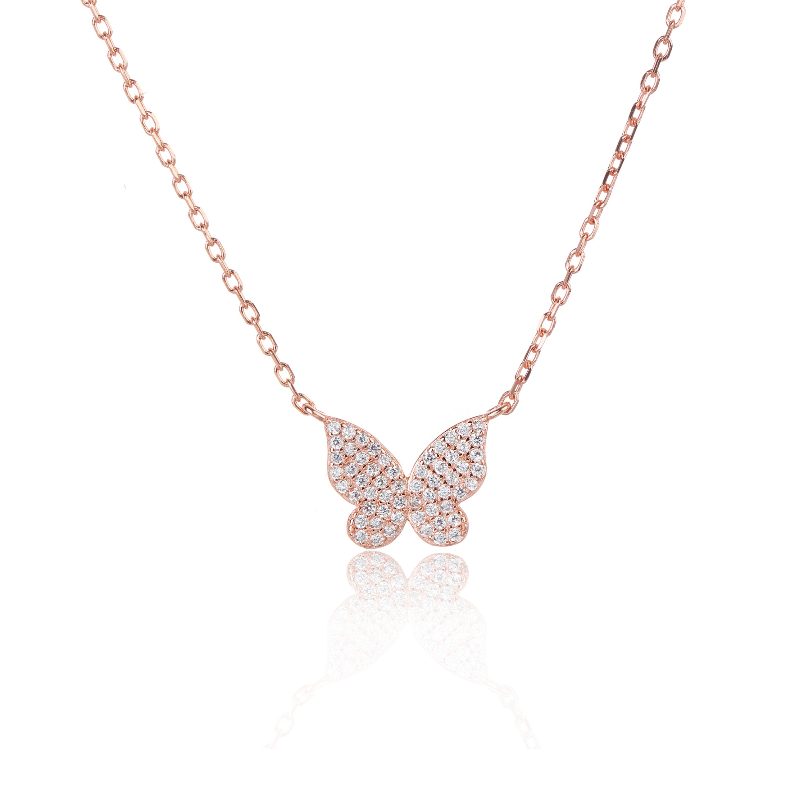 zsi567 שרשרת פרפר משובץ רוז גולד