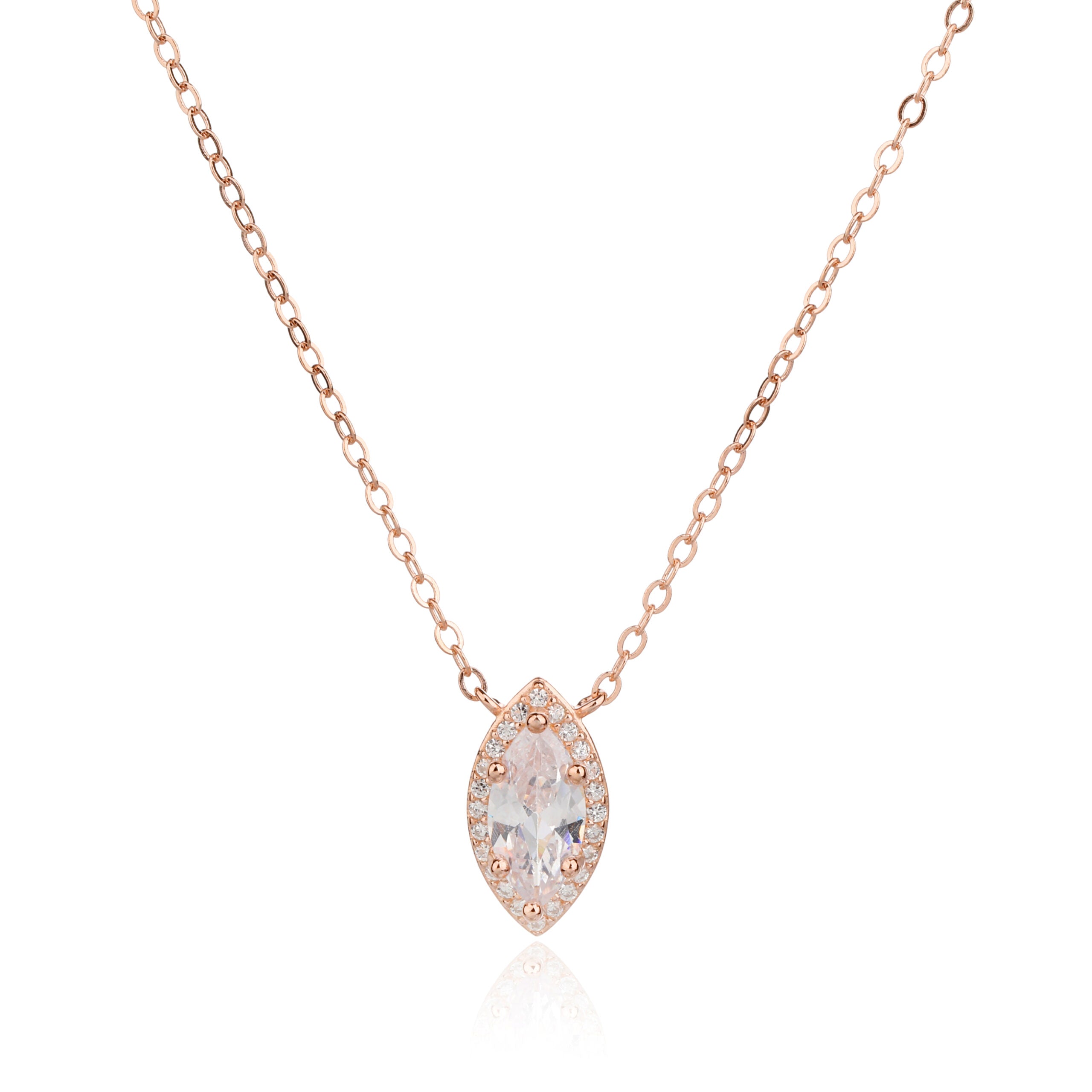 ZSI234 שרשרת טיפה משובצת רוז גולד