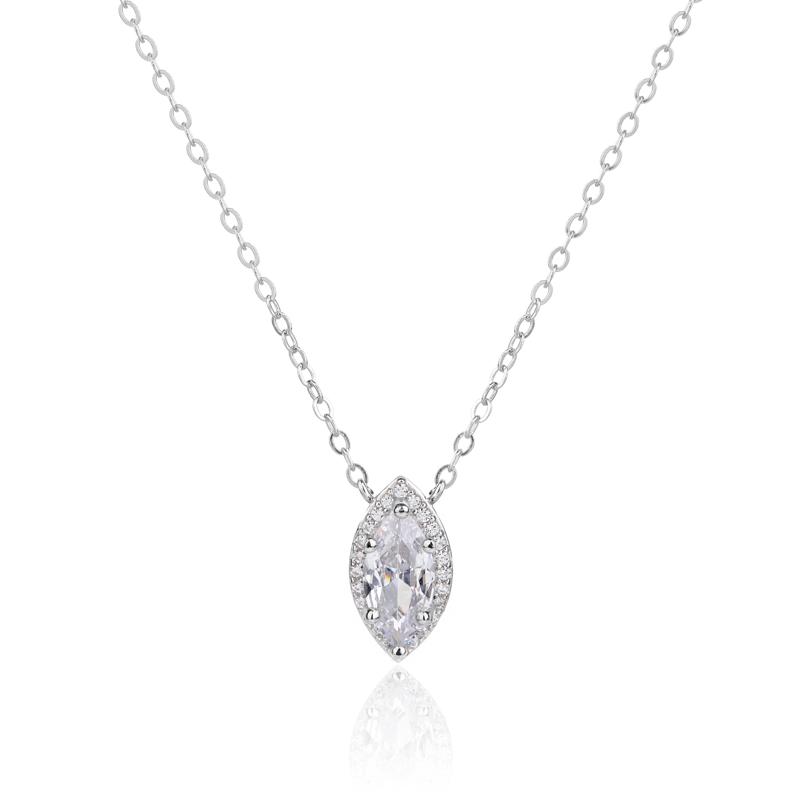 ZSI234 שרשרת טיפה משובצת מכסף מלא