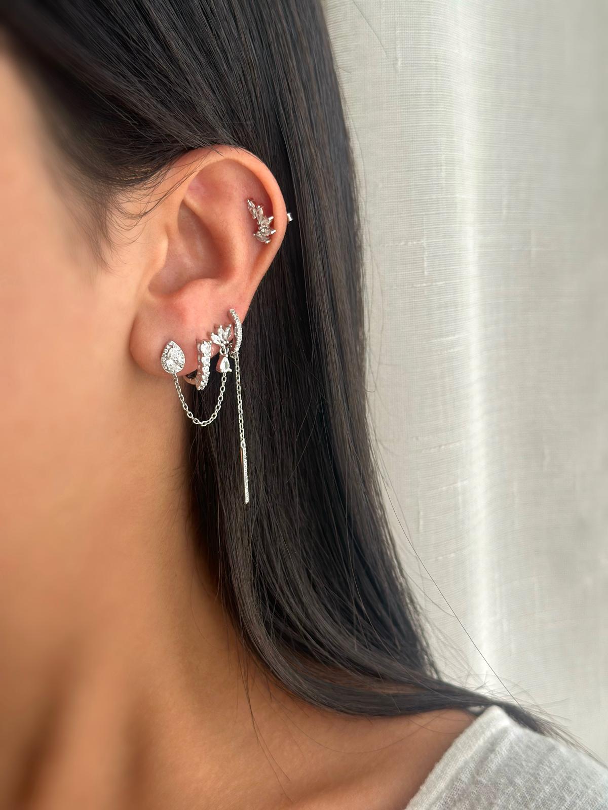 ZSI513 עגילי חישוק צמודים לאישה מכסף מלא