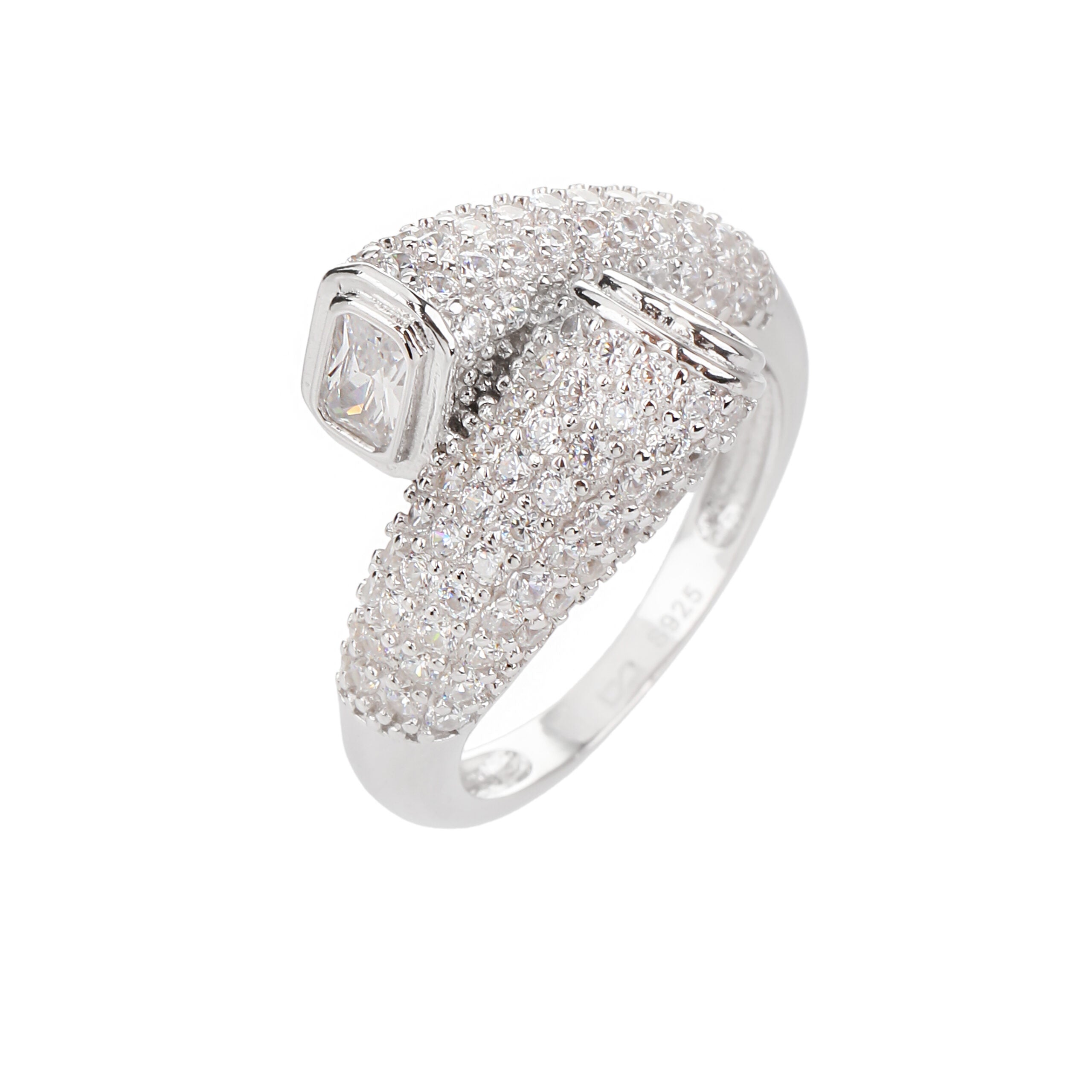 KSI6001 טבעת לאישה קונוס משובץ זרקונים כסף מלא