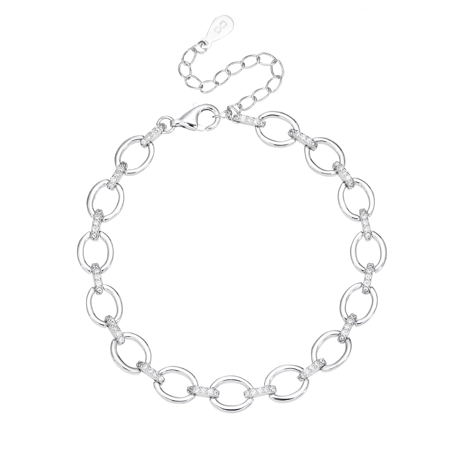 ZSI777 צמיד חוליות משובץ לאישה כסף מלא