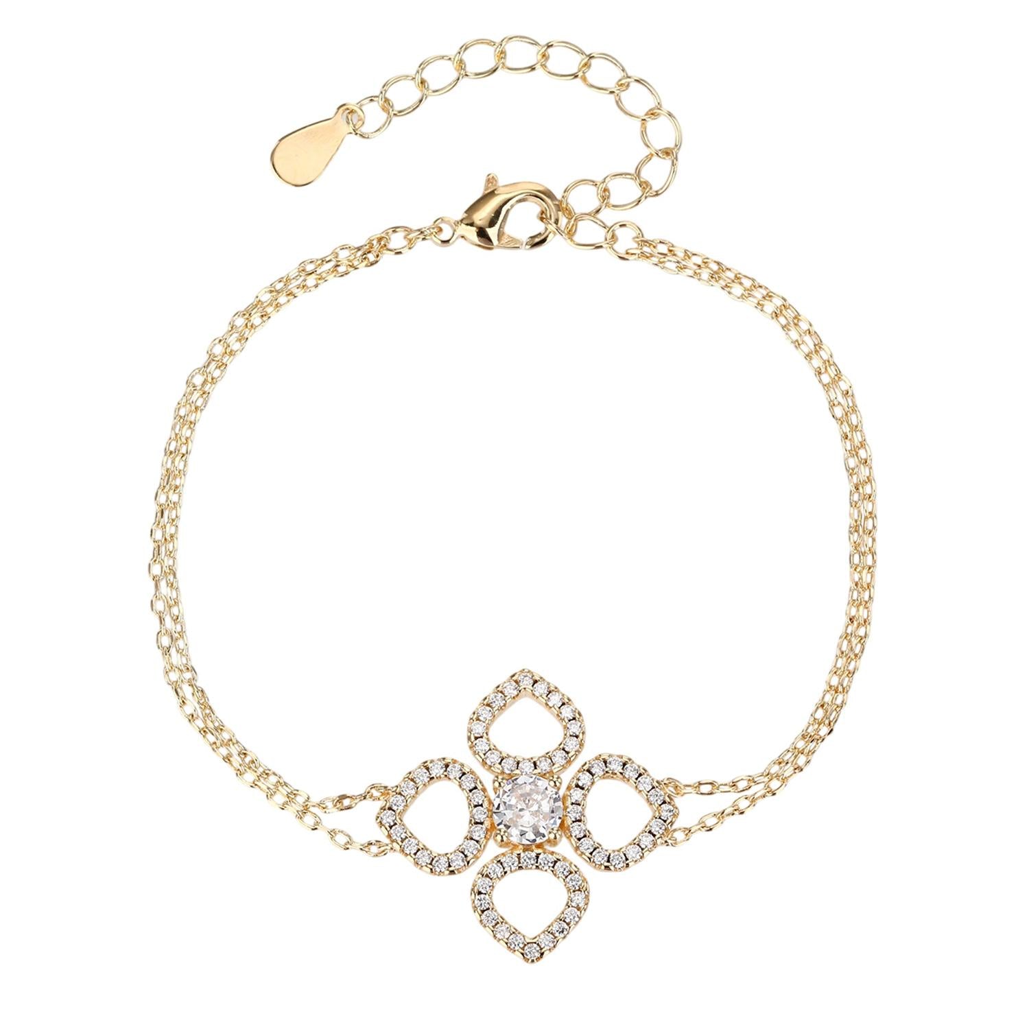 ZSI774 צמיד תלתן משובץ זהב לאישה גולדפילד 14 קראט