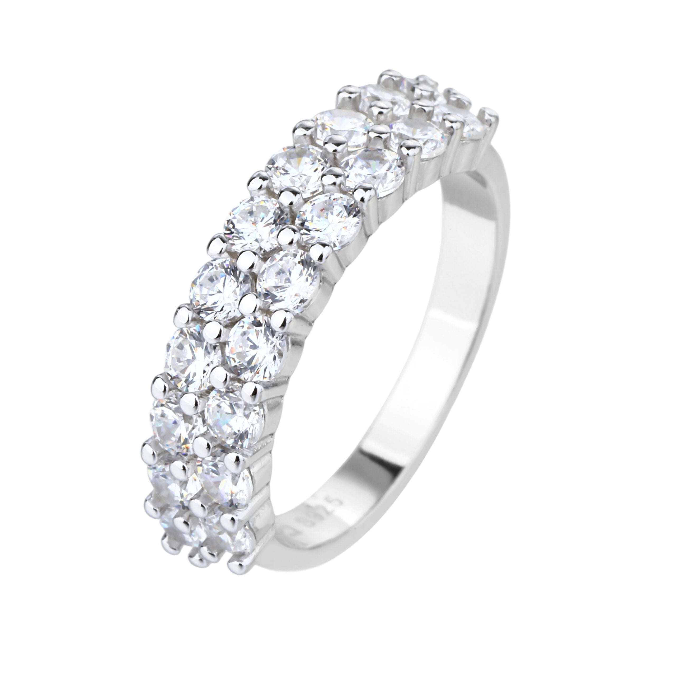 KSI6078 טבעת לאישה משובצת זרקונים כסף מלא