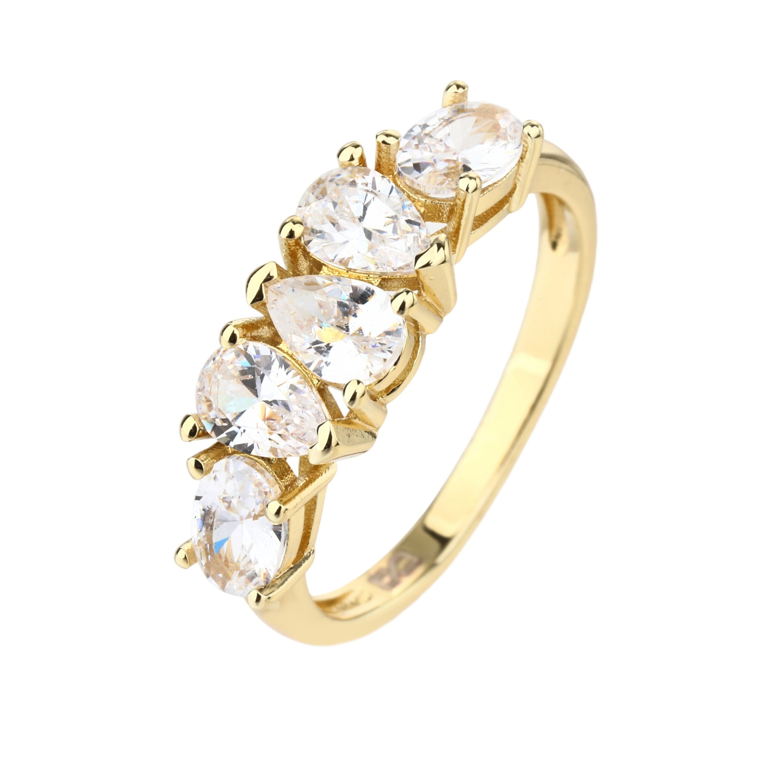 KSI6081 טבעת זהב משובצת לאישה גולדפילד 14 קארט