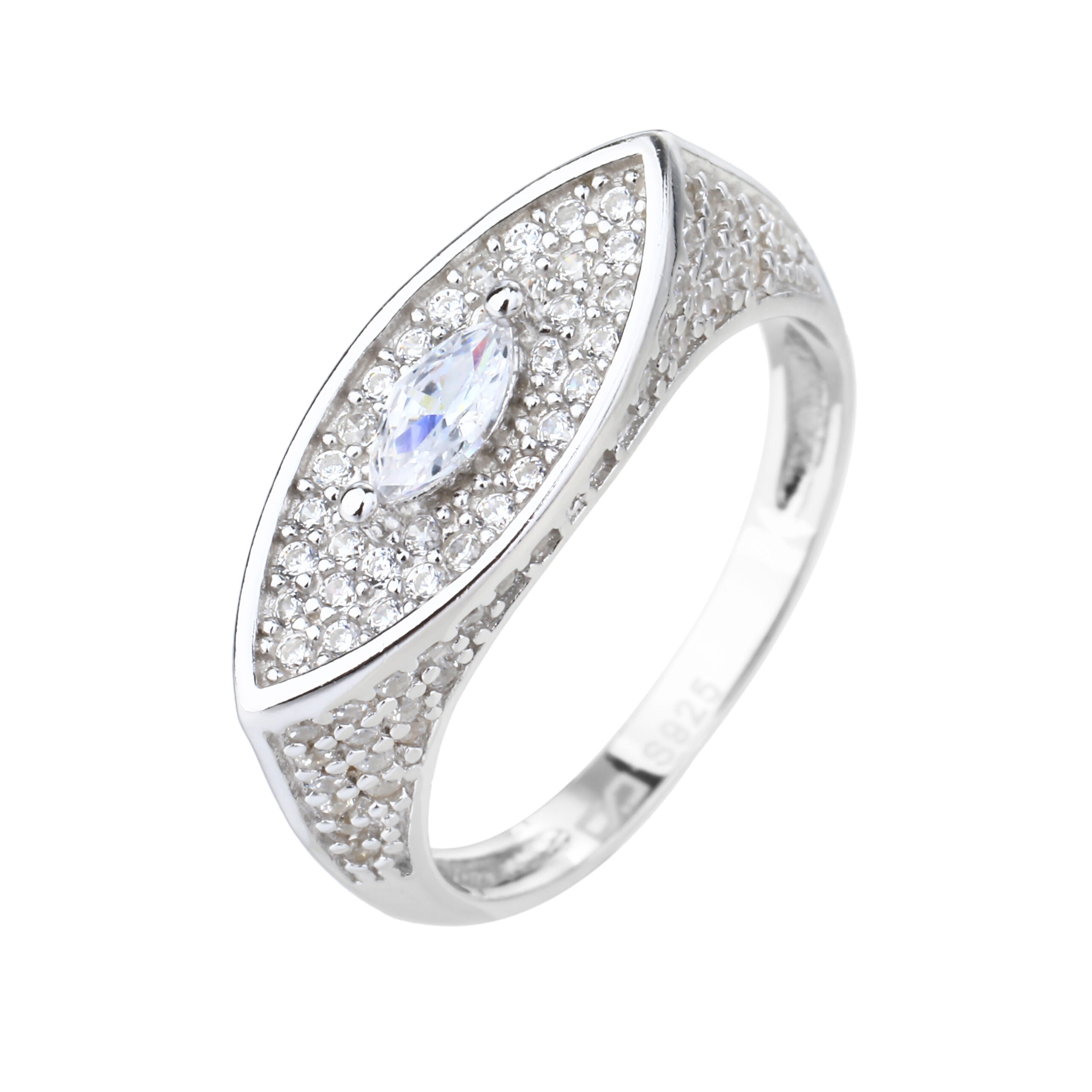 KSI6086 טבעת לאישה משובצת זרקונים כסף מלא