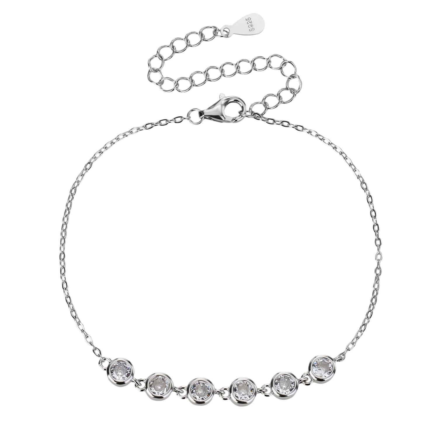 ZSI881 צמיד עיגולים משובץ לאישה כסף מלא