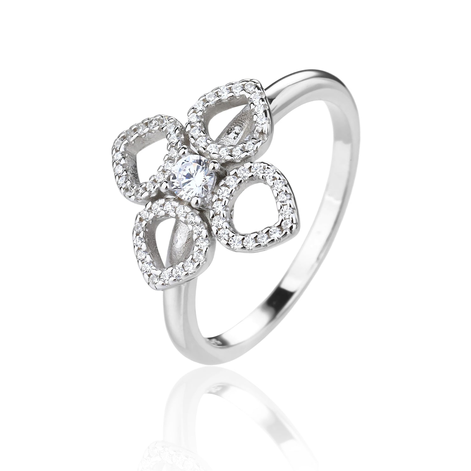 ZSI925 טבעת תלתן משובץ מכסף מלא