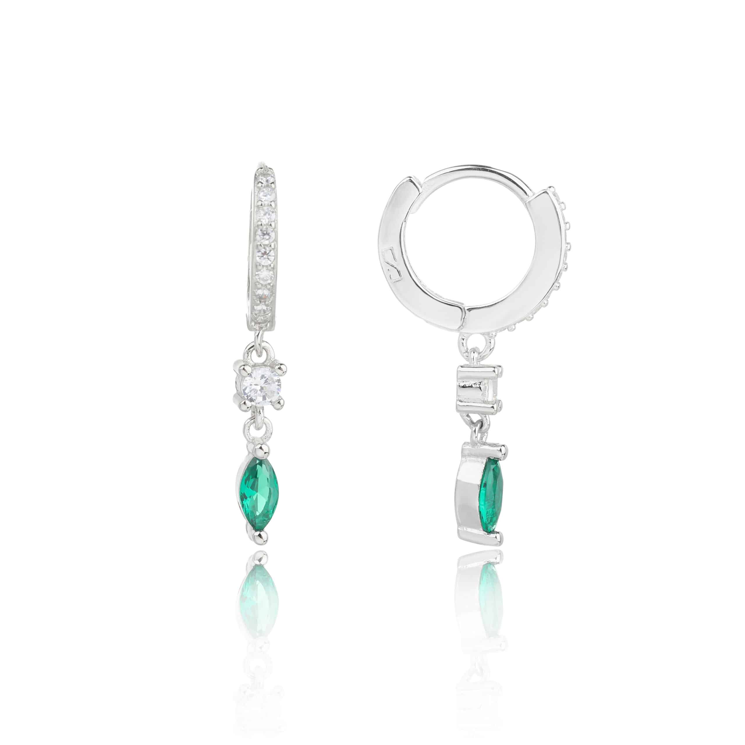 ZSI175 עגיל חישוק מהודר נופל עם זרקונים מכסף מלא