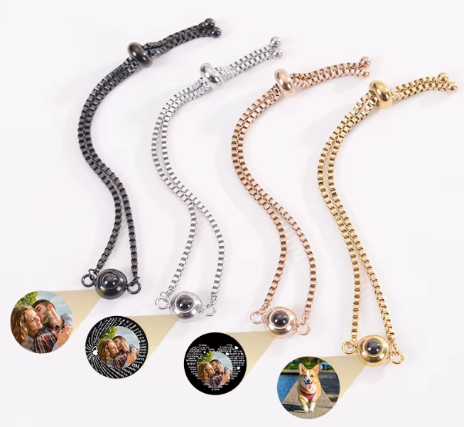 צמיד לגבר/אישה עם תמונה אישית לבחירה מכסף/זהב