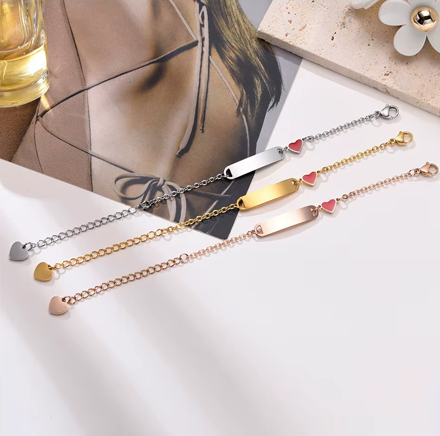 צמיד לגבר/אישה עם כיתוב בהתאמה אישית מכסף/זהב