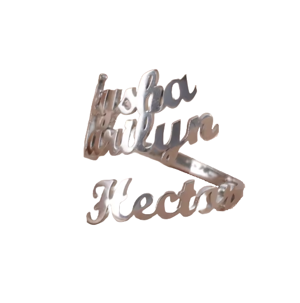 טבעת לאישה עם כיתוב בהתאמה אישית מכסף/זהב