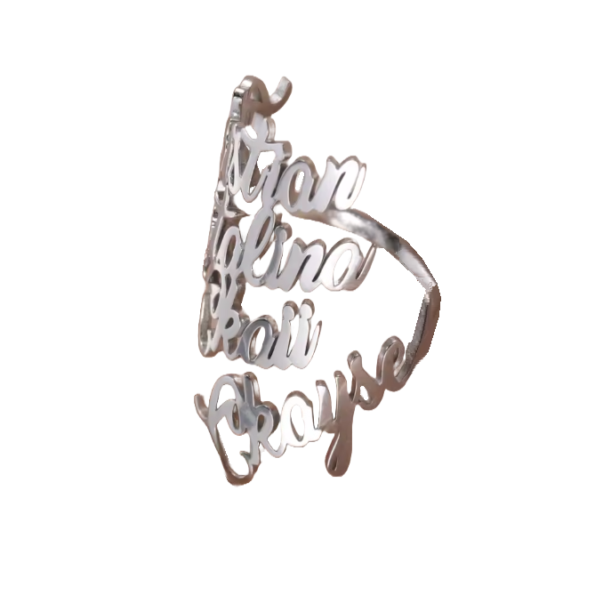 טבעת לאישה עם כיתוב בהתאמה אישית מכסף/זהב