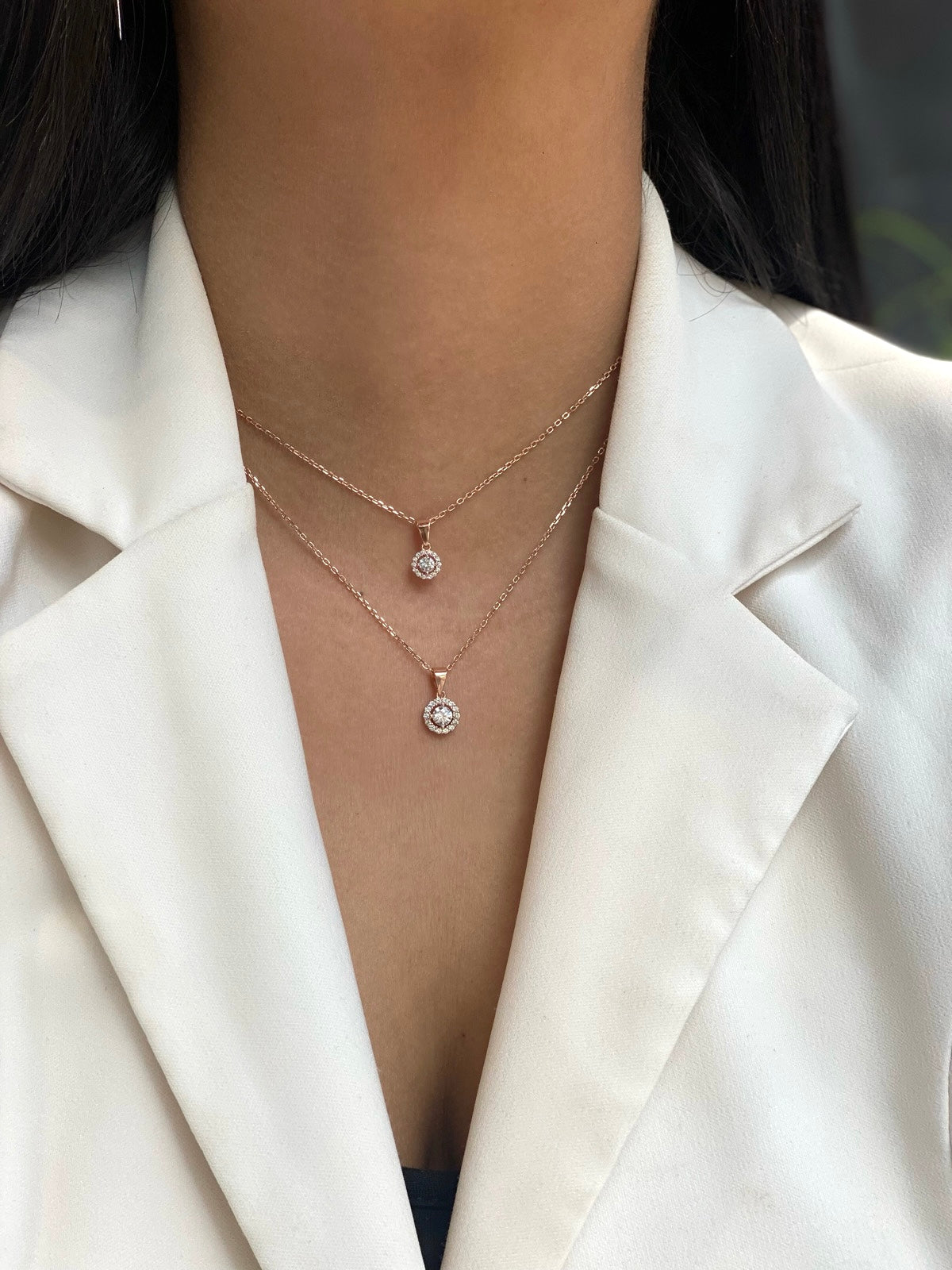 LOZ10048 שרשרת לאישה תליון משובץ רוז גולד