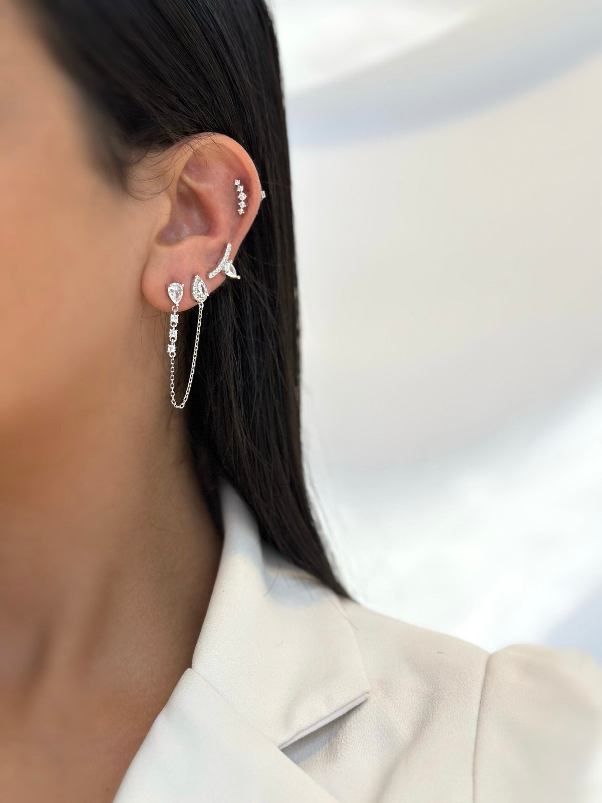 SI024 סט עגילים מעוצב לאישה מכסף מלא ROSE