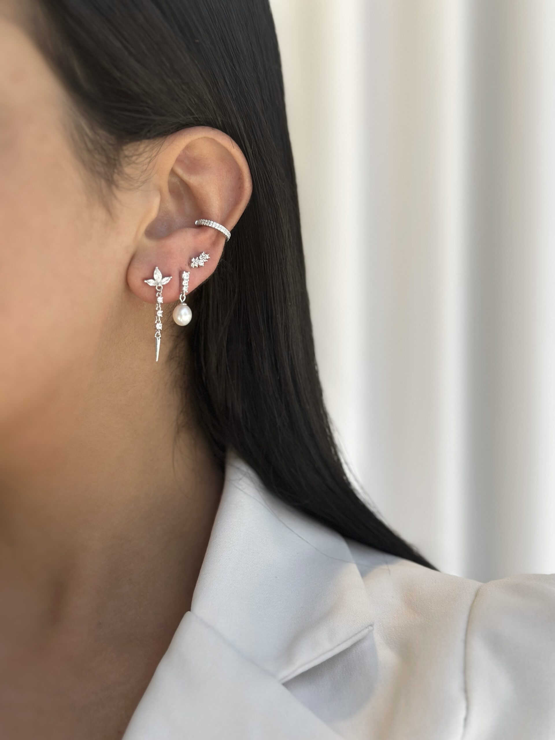 SI001 סט עגילים לאישה מכסף מלא ALMA